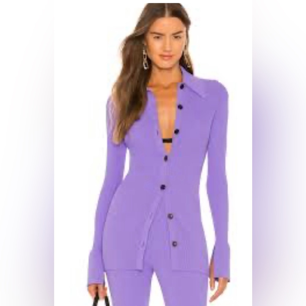 A.L.C Eleanor Ribbed Knit Cardigan Sweater and Pants Color Amethyst